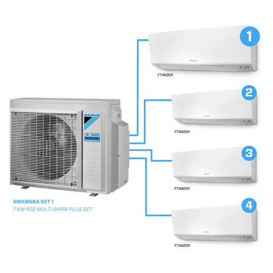 DAİKİN Shira Plus Multi Inverter Set 9000 / 9000 / 9000 / 12000 BTU/h R32 4MXM68A