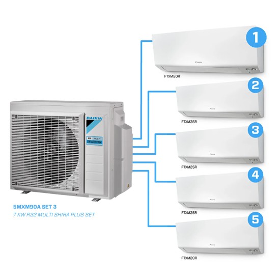 DAİKİN Shira Plus Multi Inverter Set 7000 / 9000 / 9000 / 12000 / 18000 BTU/h R32 5MXM90A 